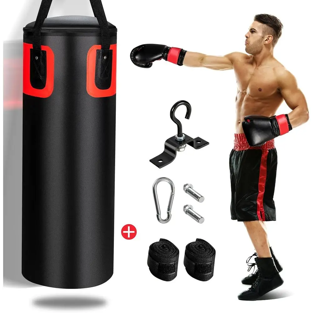 

Heavy Duty 56lbs Filled Boxing Bag with 12OZ Gloves and 95 Wraps for Adults and MMA Training
