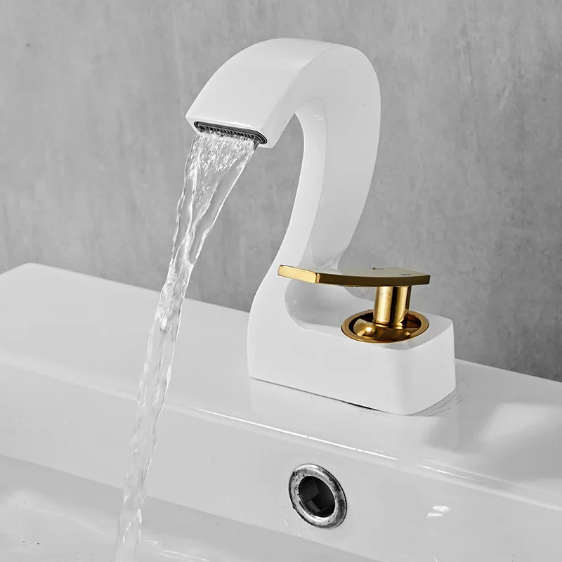 

Full copper waterfall faucet, art face wash hand basin hot and cold faucet