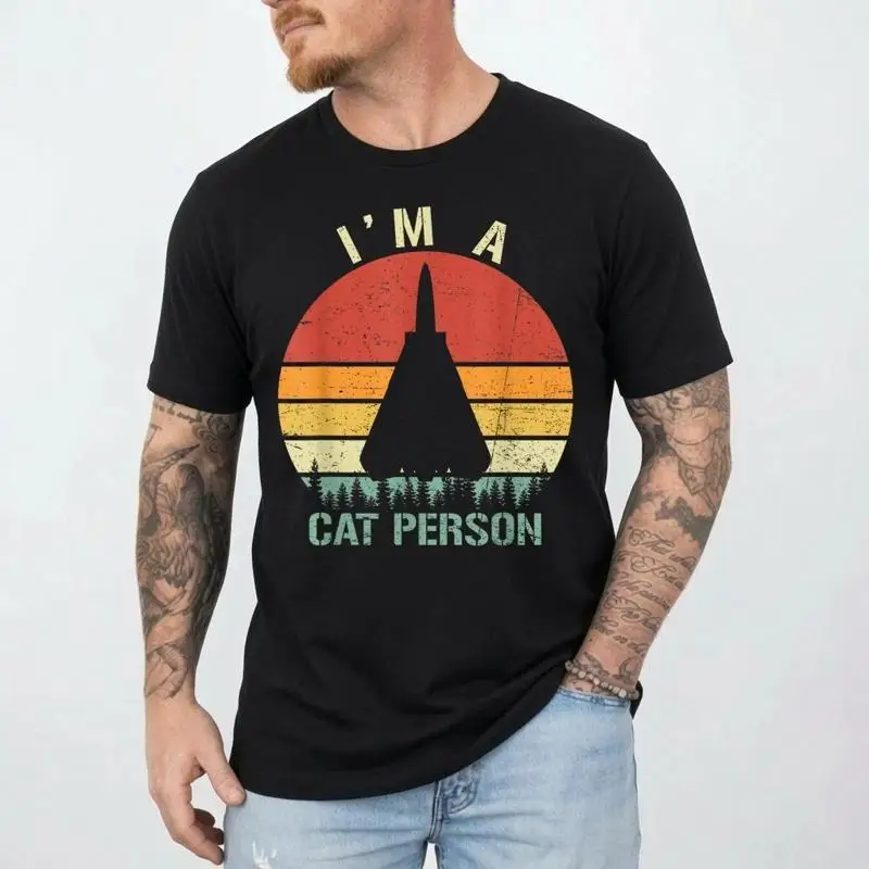 Im A Cat Person Vintage Retro F-14 Tomcat Fighter Jet T-Shirt