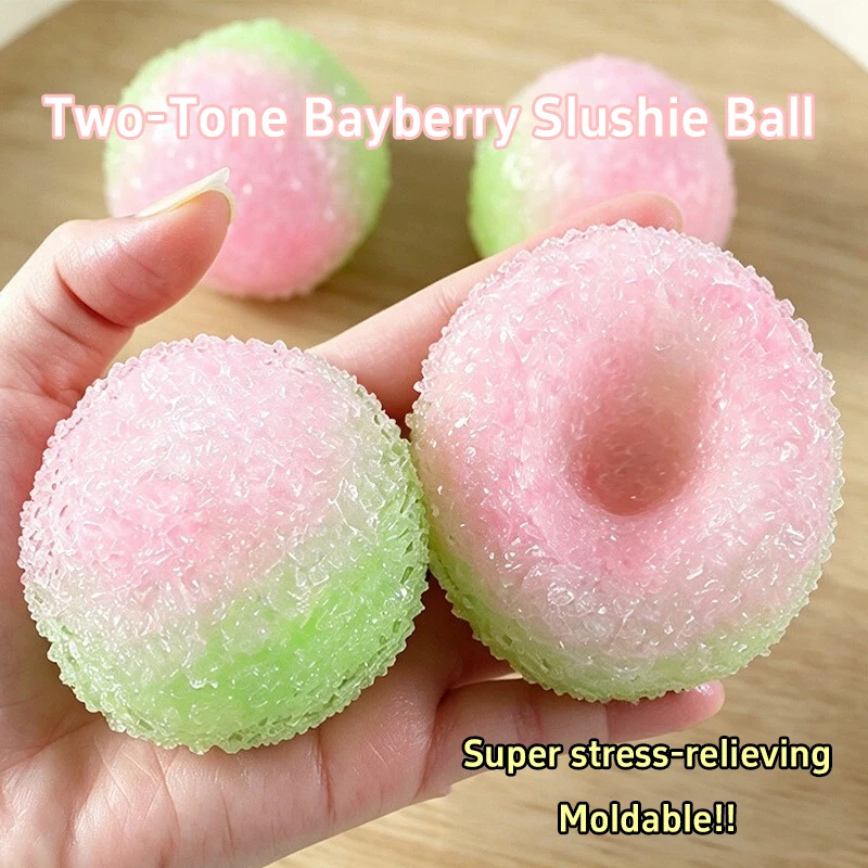 Two‑Color Bayberry Shaped Smoothie Texture Squeeze Ball Moldable ASMR Stress Relief Pinch Crinkling Sound Squishy Ball For Adult