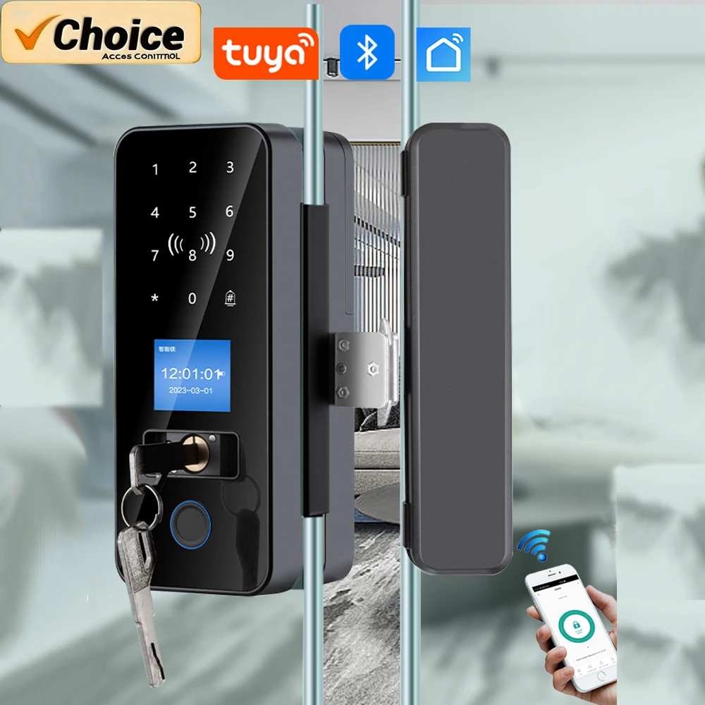 

Tuya Smart WiFi отпечаток пальца и RFID стеклянная дверная система дистанционного управления, коммерческая офисная безопасность и интеллектуальная автоматизация доступа