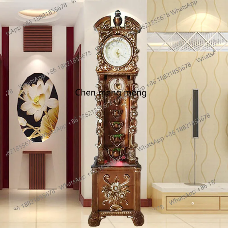 

Floor clock vertical clock large standing European antique clock TV cabinet next to the floor ornament