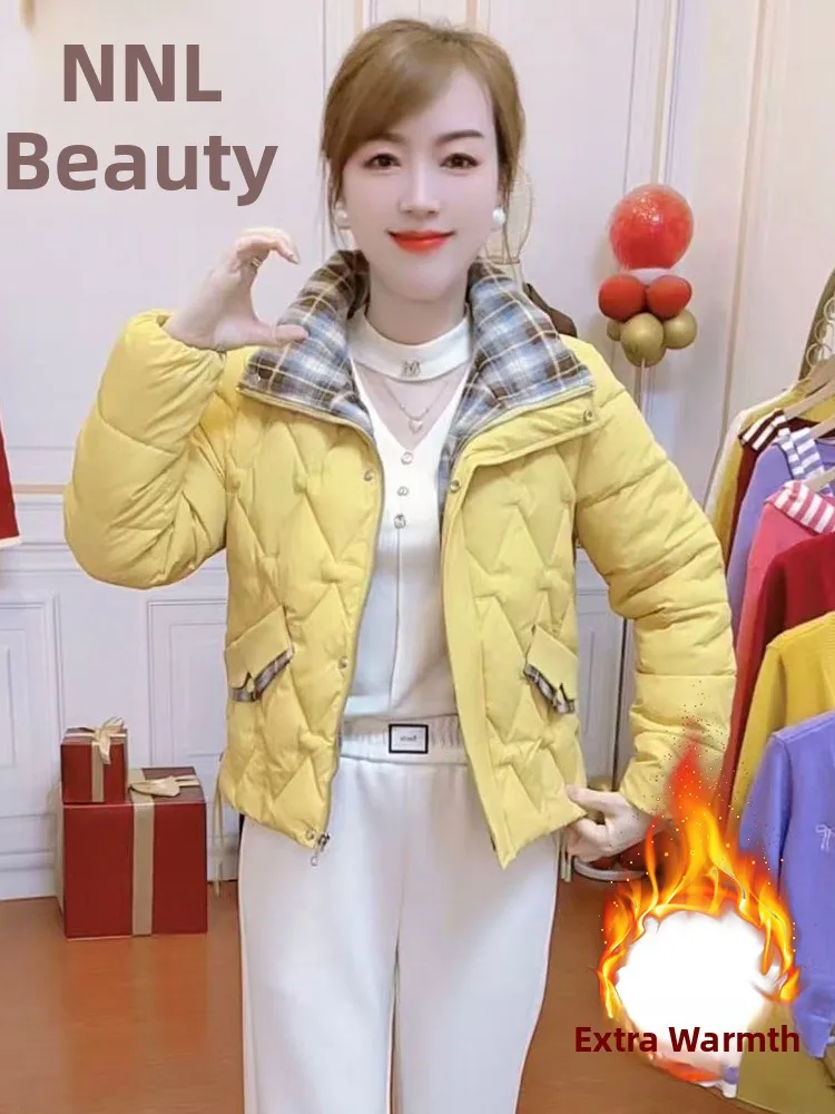 

European Sle Thiened Fce Lined down Cotton Jaet Women's Winter Cheered Patterned Padded Coat Sli Small Quilt