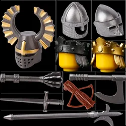 MOC Medieval Military Weapons Building Blocks Kit Helmets Armor Spear Sword Bow Sword Axe Bricks Toys