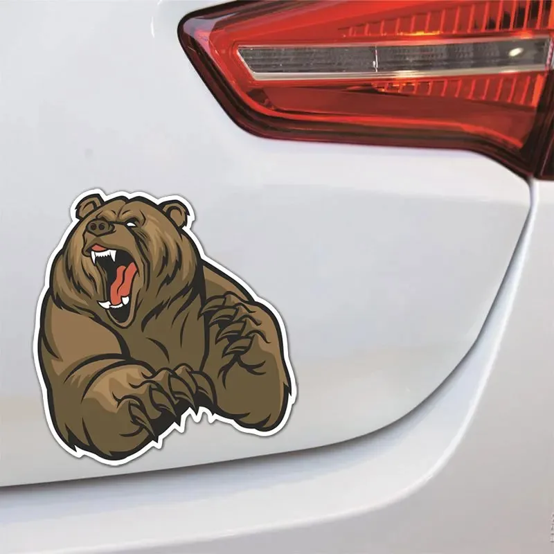 Various Sizes Self-adhesive Decal Grizzly Bear Car Sticker Waterproof Auto Decors on Bumper Rear Window 8/13/17/20CM PVC