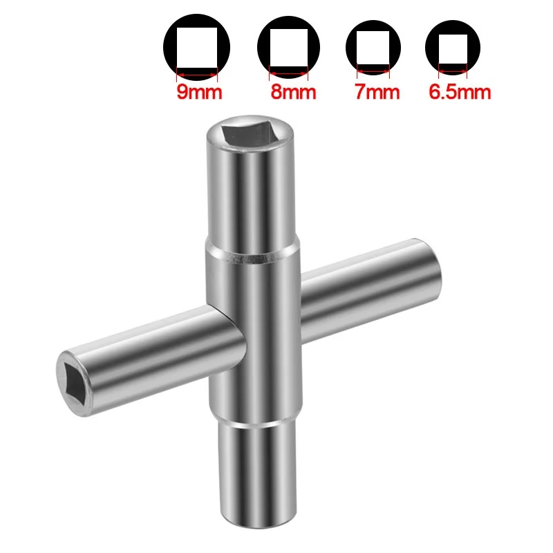 4 in 1 silver cross faucet wrench square hand bathroom wrench hardware tools wholesale for opening and closing faucets