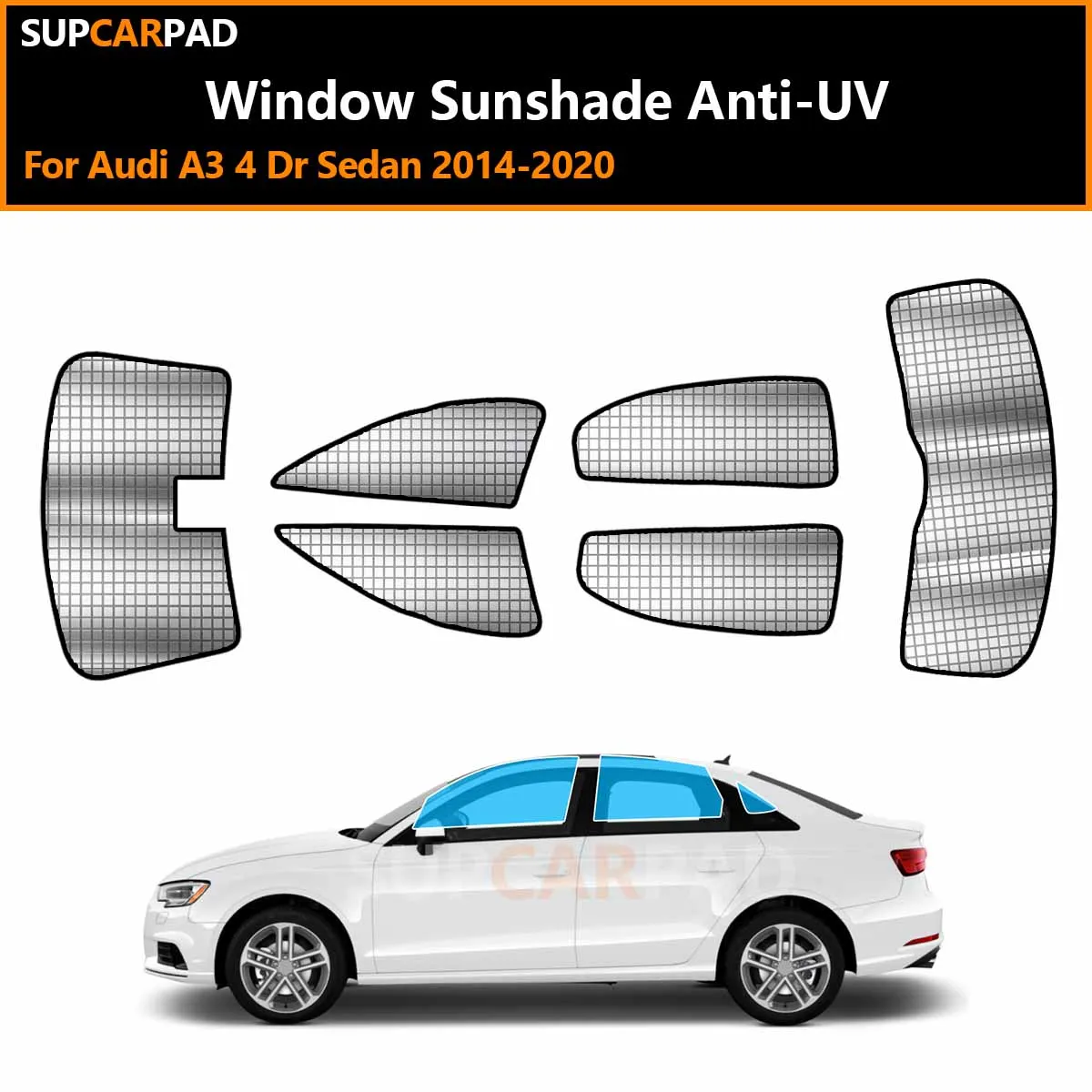 

For Audi A3 4 Dr Sedan 2014-2020 Custom Car Window Sunshade Anti-UV Car Sun Window Visors Sunshade Covers Accessories