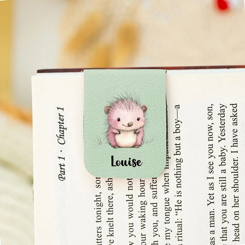 1PC Hot Sale Hedgehog Custom Text UV Print Purple Magnetic Bookmark For Boys Gifts