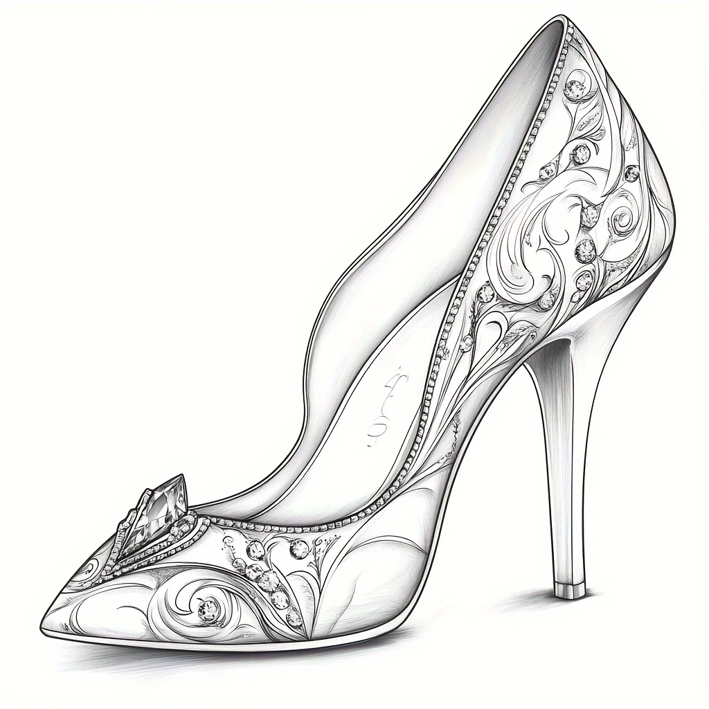 28-pagina's dromerige kleurboek met hoge hakken voor stressreductie voor volwassenen |   Kleurboek voor ontspanning en stemmingsreductie Valentijnsdag