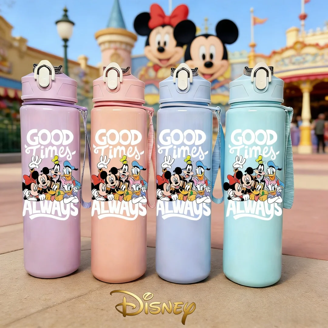 

3D Printed Disney Mickey & Minnie Pattern Water Bottle, Adorable Design, Fade-Resistant & Collectible, Leak-Proof & Reusable