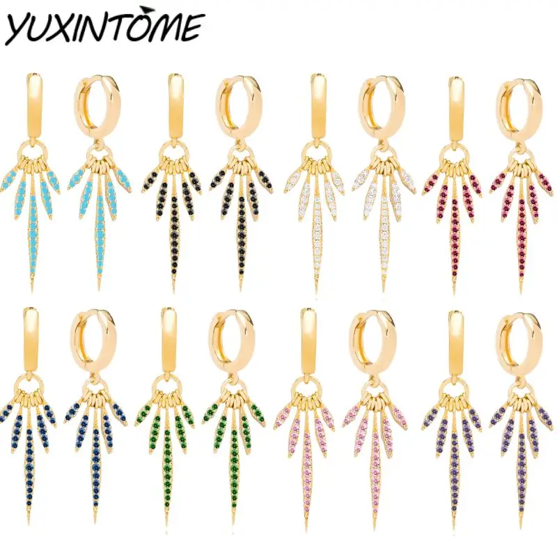 

925 Sterling Silver Needle Light luxury Fashion Tassel Dot Colored Zircon Pendant Circle Earrings Women's Wedding Party Jewelry