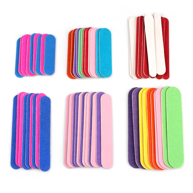 100Pcs/lot Mini Wood Nail Art Files Colorful Wooden Sticks Grinding Nail Manicure Tool 180/240 Grit Disposable Double-sided Tool