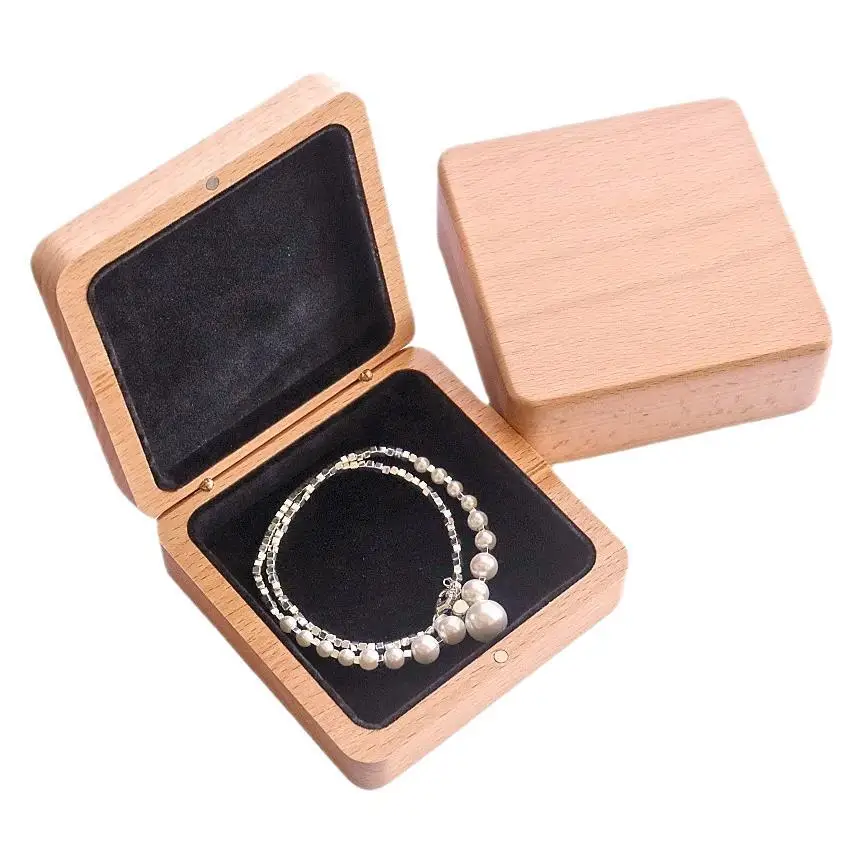

Мини-квадратная шкатулка из натурального дерева, женский подарок на день рождения, праздник, браслет из бука, браслеты для хранения драгоценностей, органайзер для ювелирных изделий, шкатулка