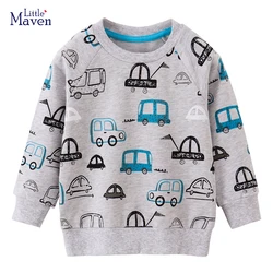 Little maven Children's Clothing Autumn New Tops Kids Clothes Baby Boys 2024 Spring Cartoon Vehicles Infants Sweatshirts Hoodie