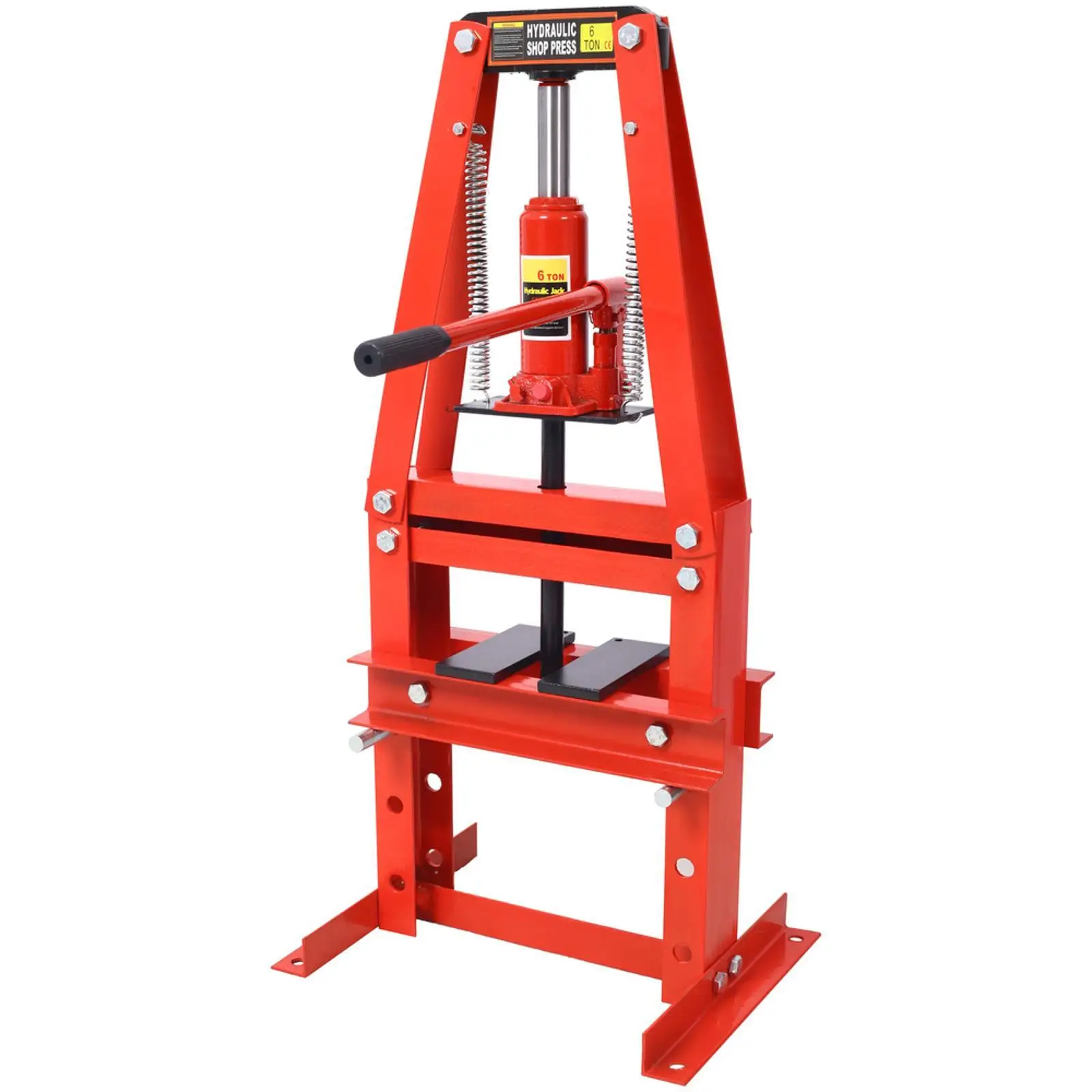 

Heavy Duty Hydraulic Shop Press 6 Ton Adjustable Red Steel Benchtop Tool for Industrial Workshop Use