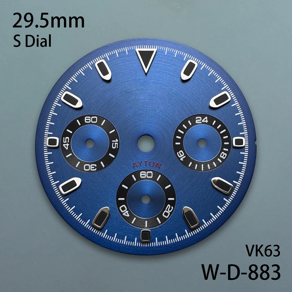 29.5mm S Logo Panda DTN Dial Fit VK63 Quartz Movement CD Pattern High Quality Watch Modification Accessories