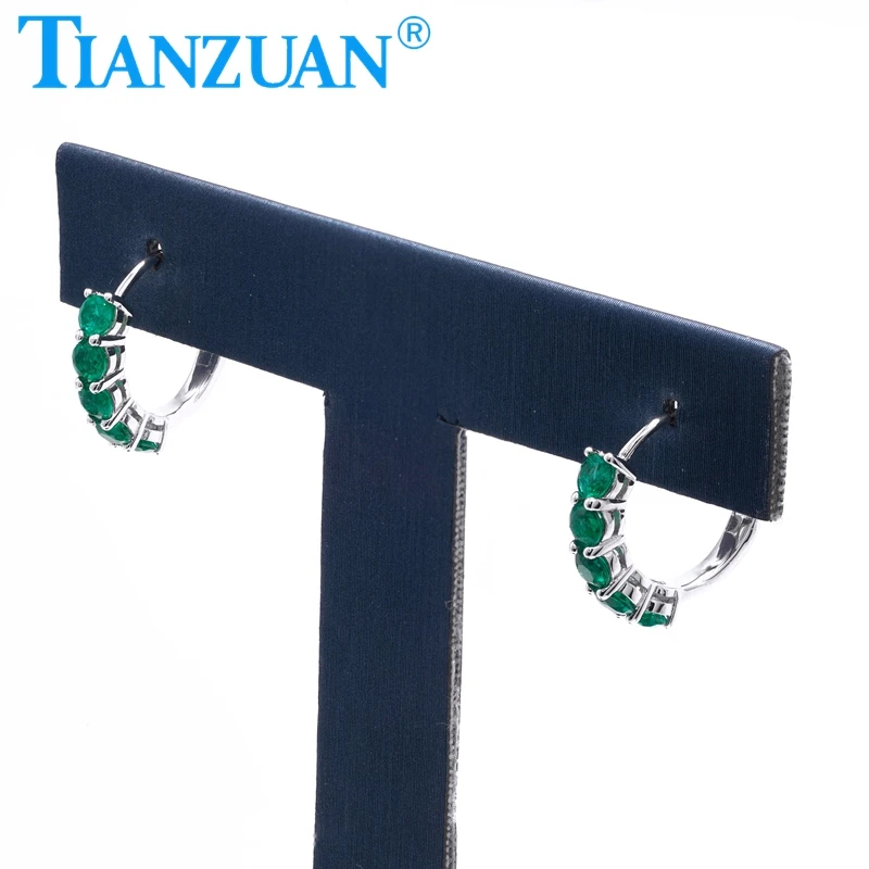 

3mm Round Main Stone Emeralds Green 925 Silver Women's Gift Earring Pendant Wedding Party Piercing Jewelry Gift