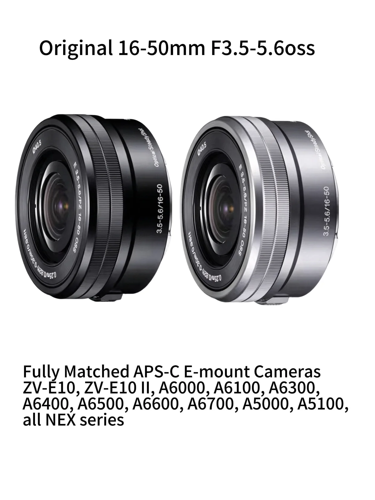 Original 16-50 Lens E PZ 16-50mm F3.5-5.6 OSS Lens（SELP1650）For Sony ZV-E10, ZV-E10 II, A6000, A6100, A6300, A6400, A6500, A6600