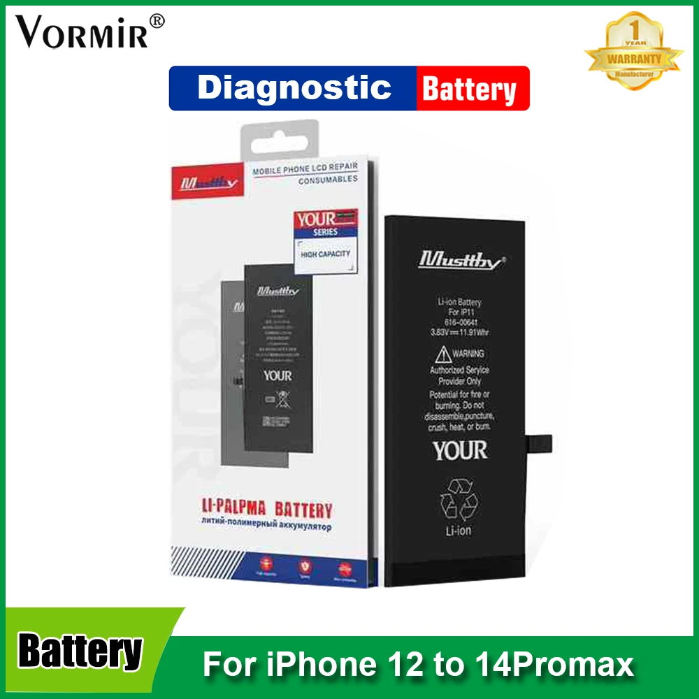 Vormir Diagnostic Battery for iPhone 12 12mini 12 13 14Pro Max Zero Cycle Time Batteries Shows Genuine Parts With 100% Capacity