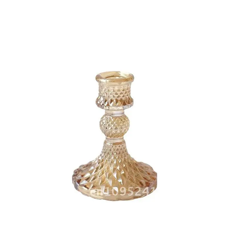 

Vintage Creative Glass Candle Holder Wedding Party Dinner Holiday Long Rod Candle Base Decorative Ornaments