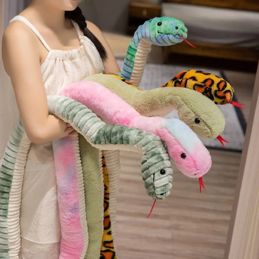 Juguete de peluche de serpiente con lengua adhesiva para vacaciones en casa, muñeco de peluche Boa colorido en espiral de 120/180cm, juguetes de peluche de serpiente Boa suave, regalo de cumpleaños