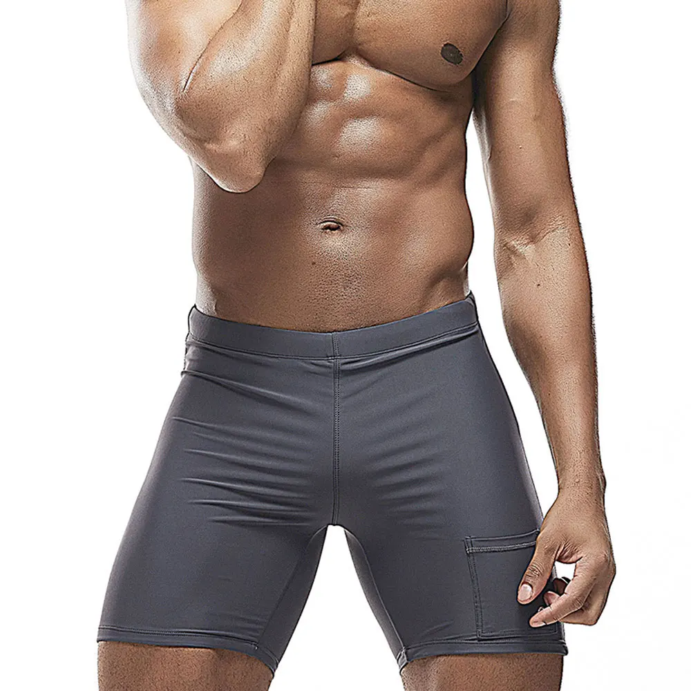 Trunk Swimwear Swim GYM Pants Solid Stretch Outdoors Casual Bathing-Pants Beach Professional swimming trunks Man Swimsuit