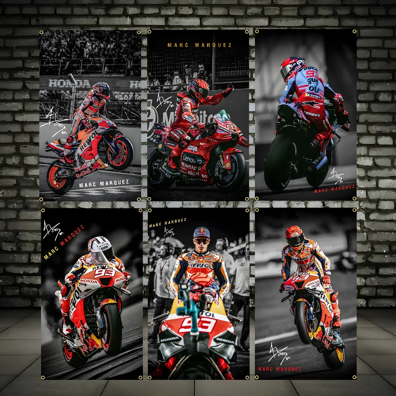 Drapeau de moto M-Marquez 93, bannière imprimée en polyester pour décoration murale de garage et extérieur