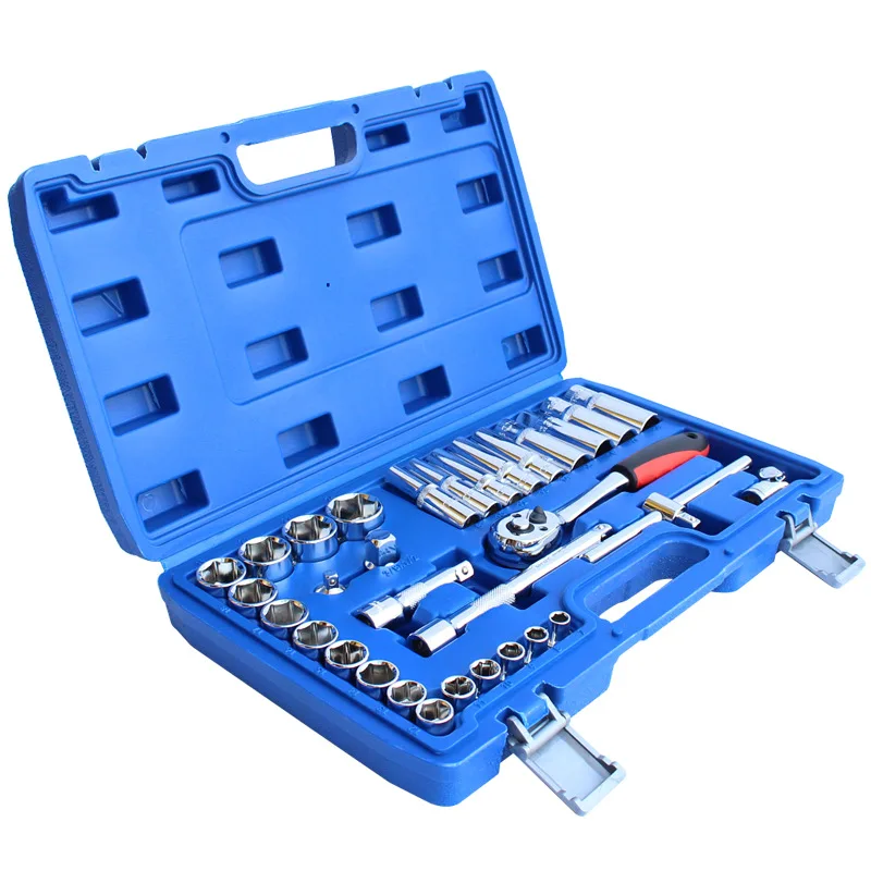 Quick ratchet socket wrench set 3/8 Zhongfei 33-piece auto repair and machine repair hexagonal extended socket set tool