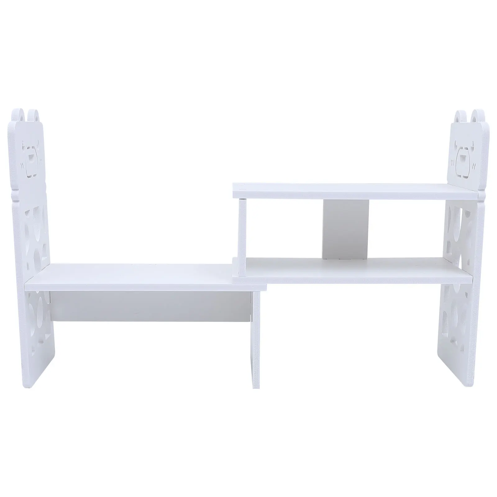 

1pc Small Bear White PVC Book Storage Rack Desktop Bookcase for Dorm Student Storage Rack Shelves Organize Gift Home