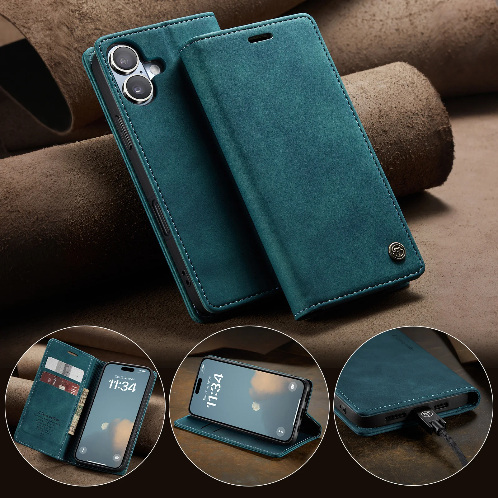 

17 For iPhone 17,Caseme-013 Book Style Flip PU Leather Wallet Case Card Slot Pocket Pouch Bag Stand Phone Full Cover