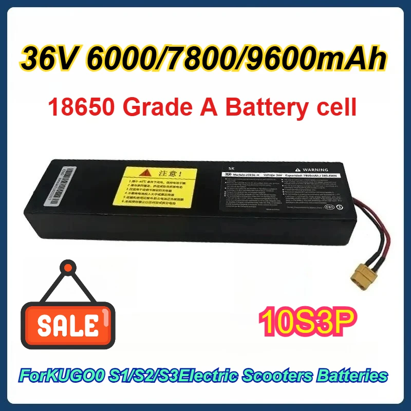 

10S3P 18650 36V 6000/7800/9600mAH Lithium-Ion Battery Pack, Suitable for KUGOO S1/S2/S3 Electric Scooters Batteries XT60+SM Plug