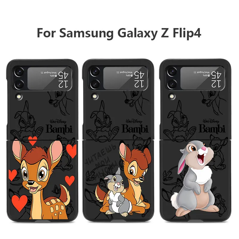 Disney Bambi Deer Funda Black Shockproof Cases Cover Case for Samsung Galaxy ZFlip3 Z Flip 4 5G zflip Z Flip5 Z Flip 3