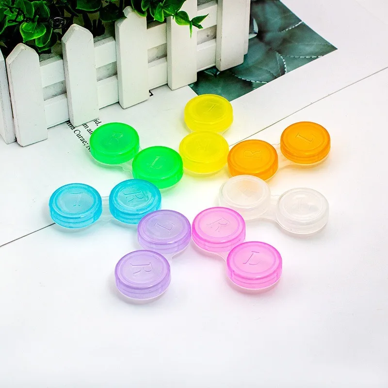 wholesale 1/10Pcs Contact Lens L+R Cases Storage Holder Soaking Container Travel Accessaries Eye Candy Colored Contact Lens Box