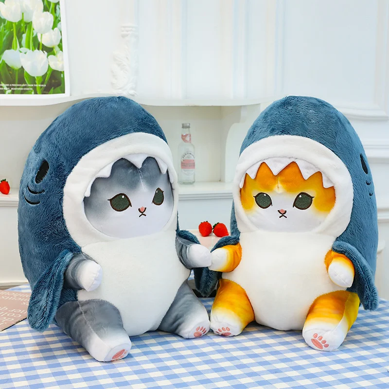 Peluche chat requin mignon de 20 cm, poupée de dessin animé japonais populaire, oreiller, cadeau pour l'anniversaire des enfants
