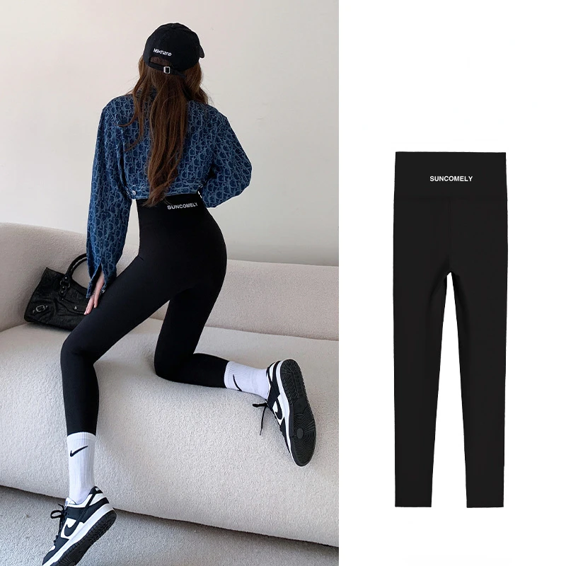 Sexy Sports Leggings Women Female Outer Wear New Large Size High Waist Lifting Hip Women's Pants Yoga Tight Pants Plush Warm