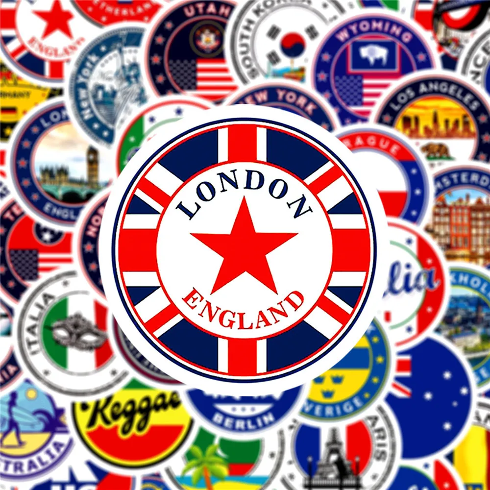 60Pcs National Flags Stickers Sticker DIY Scrapbooking Suitcase Flag Logo Envelope Sealing Sticker