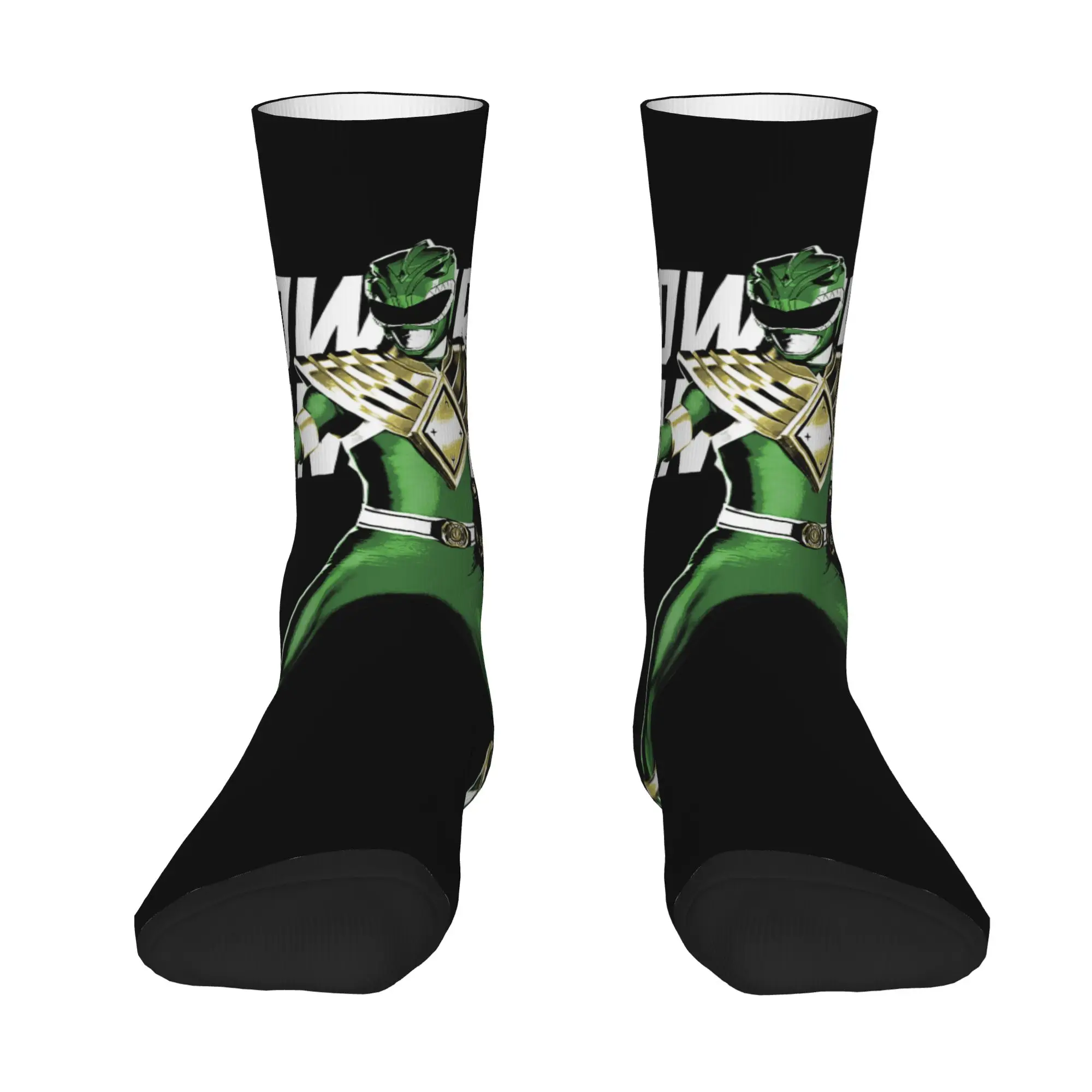 sports socks Power Rangers Green Ranger Karate Action Pose Logo Retro  Street Style Novelty Seamless Crew Crazy Sock