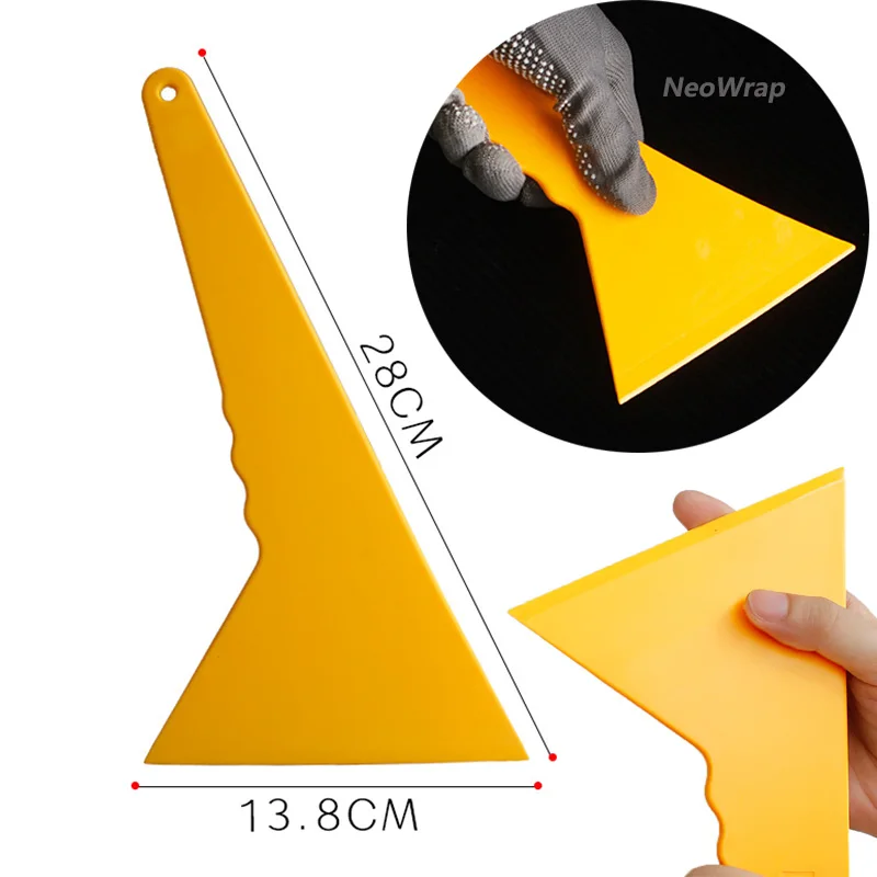 Car Triangle Tinting Squeegee Thicker Long Handle Auto Vinyl Wrapping Window Tint Installation Scraper Ice Removal Cleaning Tool