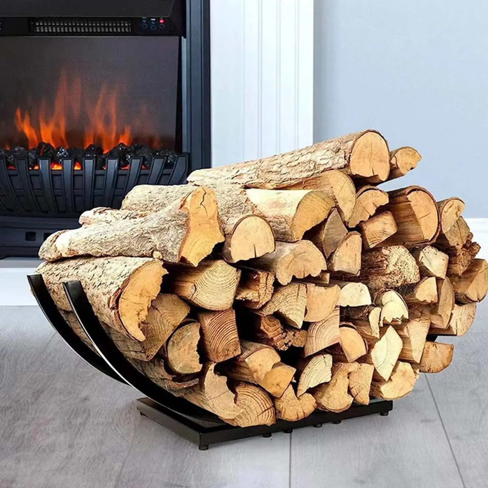 

Firewood Rack Curved Wood Rack Firewood Storage Bracket Fireplace Wood Storage Indoor