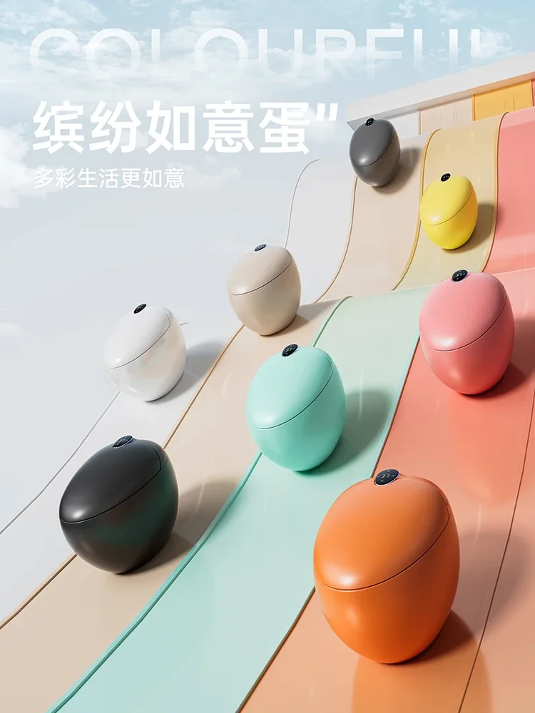 Egg-shaped smart toilet siphon household toilet with scale cleaning with water tank