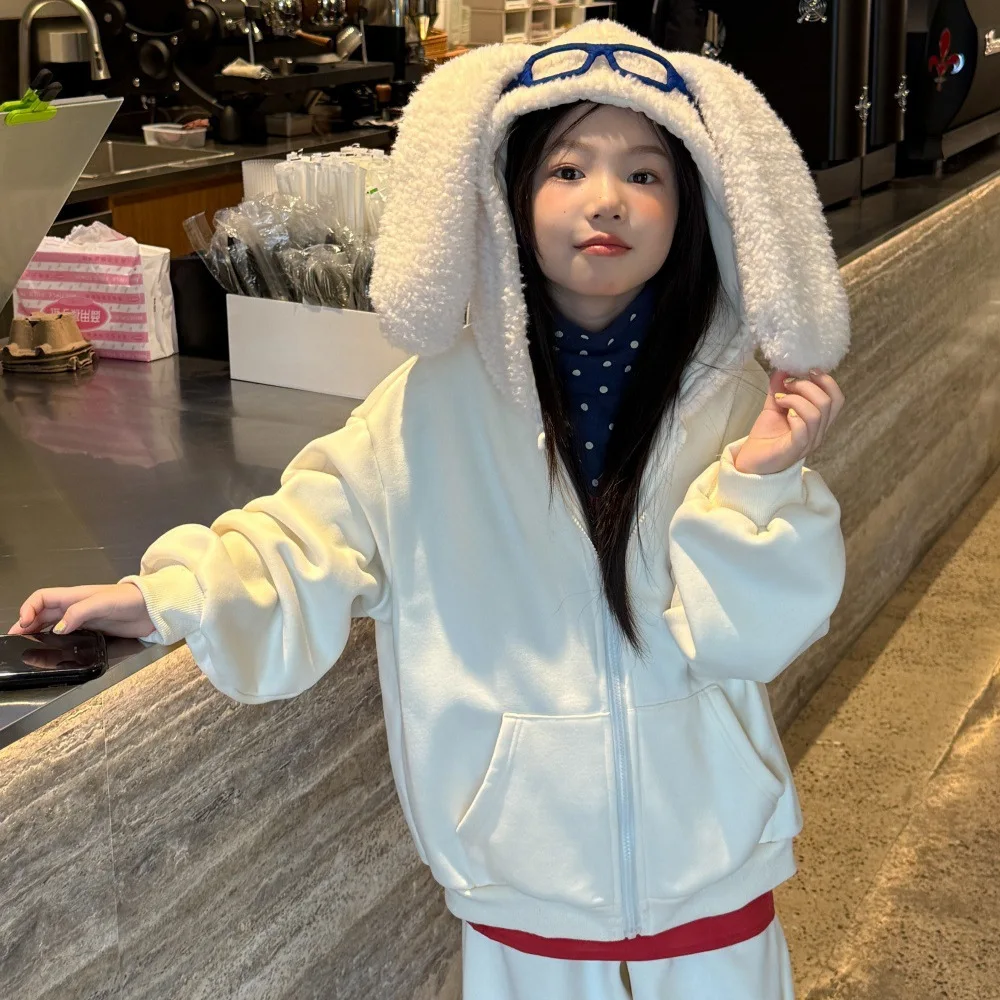 

Children Clothing Kids Cute Warm Comfortable Cartoon Set 2025 Autumn Winter New Girls Fashion Casual Korean Style Fleece Set