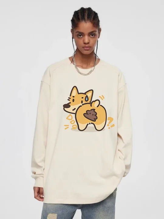 

Shit Puppy Pattern Couple Hoodies 2024 New Fashion Casual Crew Neck Sweatshirts