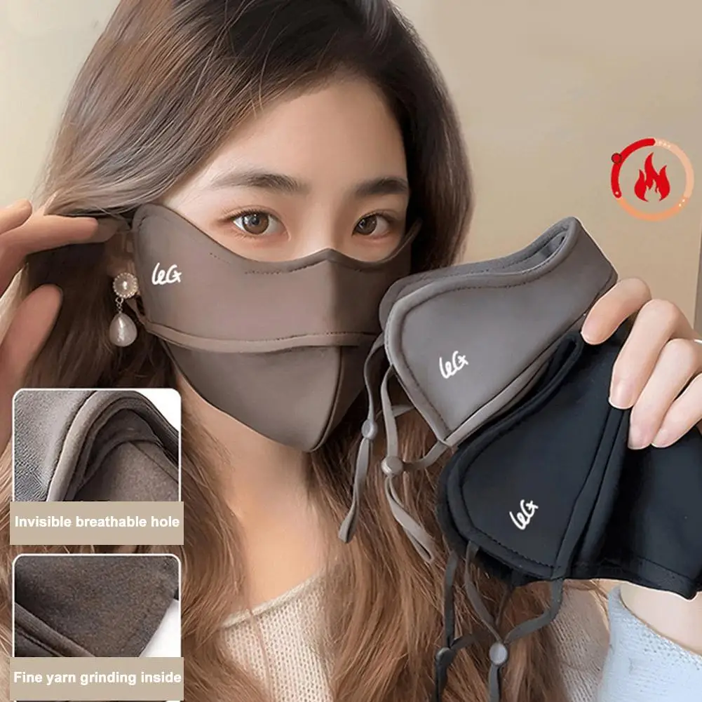 قناع وجه سميك ثلاثي الأبعاد دافئ قناع وجه نسائي مريح وأنيق - مقاوم للرياح والدفء مع حلقات الأذن غطاء وجه مقاوم للبرودة #5