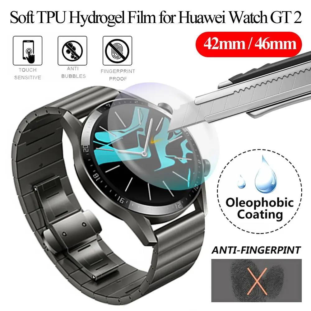 Watch Accessories HD Bracelet Explosion proof Soft TPU Film Watch Screen Protectors Hydrogel For Huawei Watch GT 2 42mm 46mm