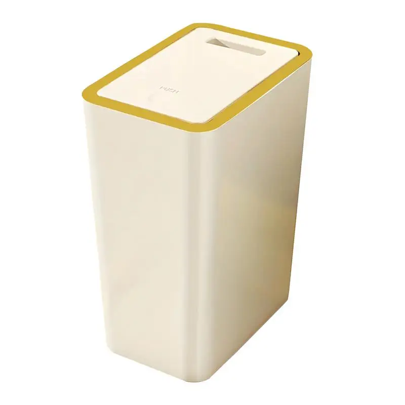 10L/15L Small Garbage Can with Press Top Lid for Bathroom Trash Can Toilet Bedroom Living Room Plastic Wastebasket with Lid