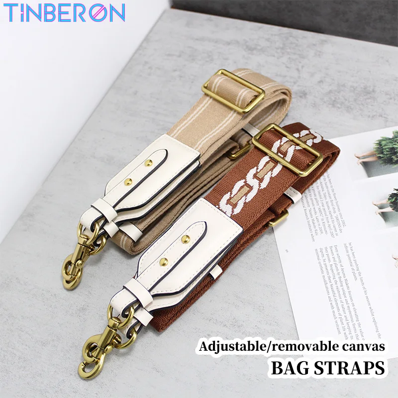 

TINBERON Brown Retro Color Bag Strap Adjustable Canvas Shoulder Strap Luxury Design Handbag 4.5CM Wide Bag Strap Bag Accessories