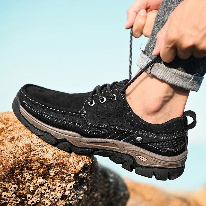 

Fashionable New British Style Plus Size Men's Retro Casual Outdoor Hiking Shoes, Anti Slip and Wear-resistant Men Workwear Shoes