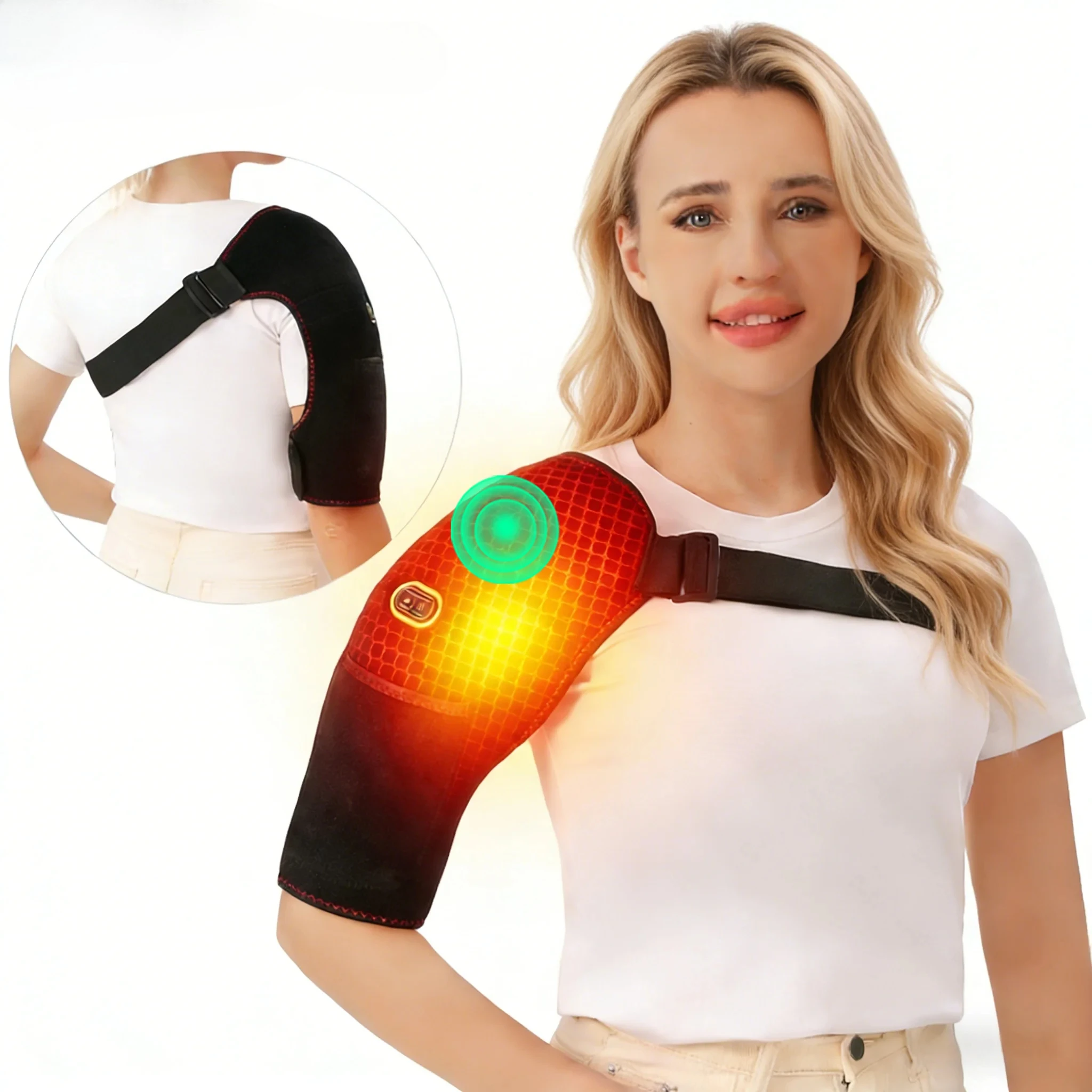 USB Electric Heating Shoulder Wrap Heating Pad Shoulder Massager Wellness Protector Relieve Fatigue Home Office Relax