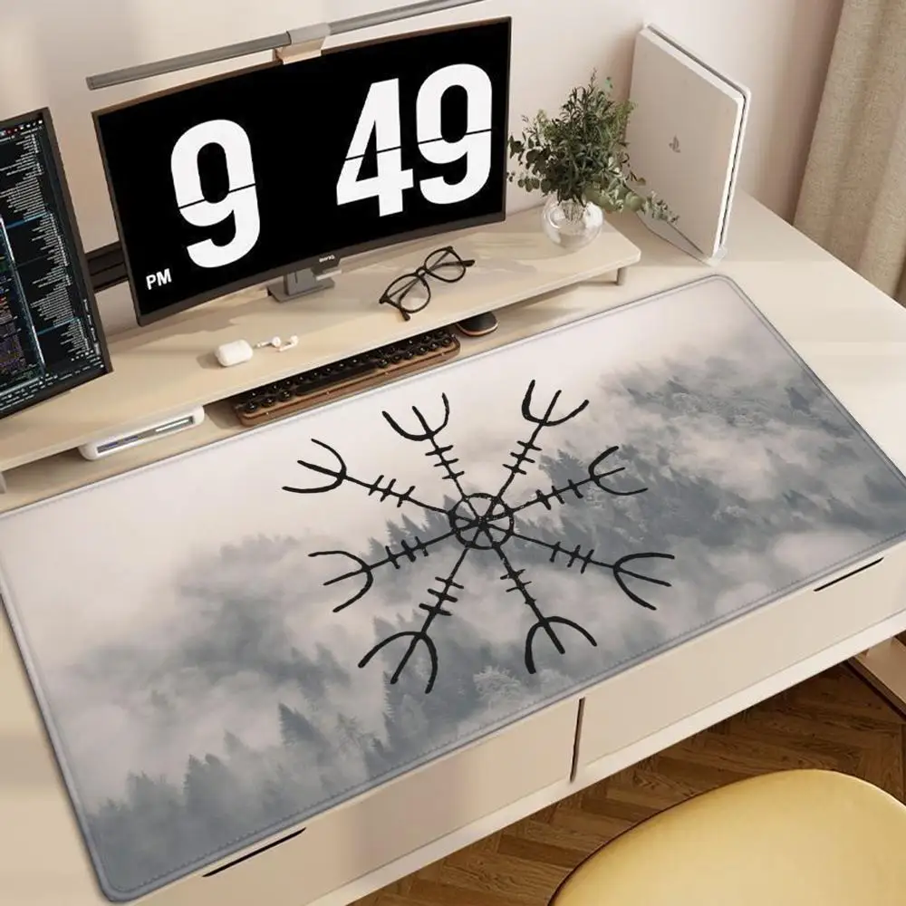 Viking-Vegvisir Logo Mousepad INS Tide Large Thickened Mouse Pad Oversized Gaming Keyboard Notebook Table Mat for PC Computer