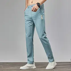 Casual Pants Man Straight Cooling Business Ice Silk Cool Trousers for Men Office Vintage Low Price Stylish Designer Baggy Cheap